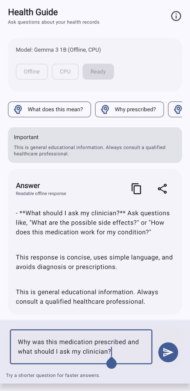 MyHealth Passport on-device AI screen shown inside the hero preview.